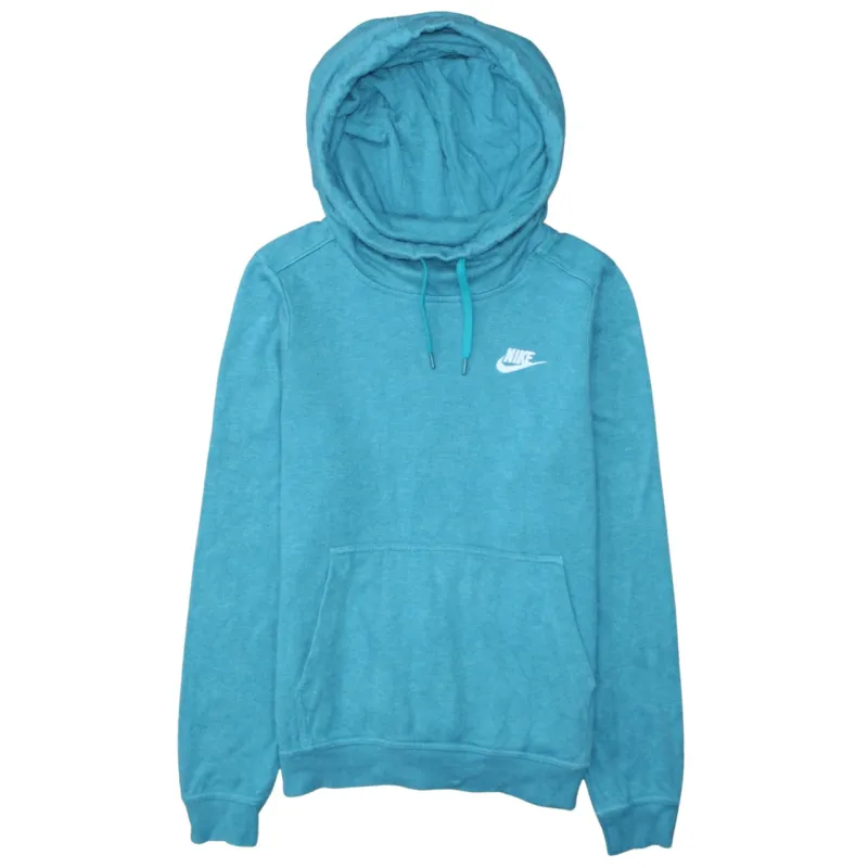 Nike Teal Blue Hoodie Men's XSmall Printed Swoosh Logo Drawstring Pullover Sweatshirt made by Nike