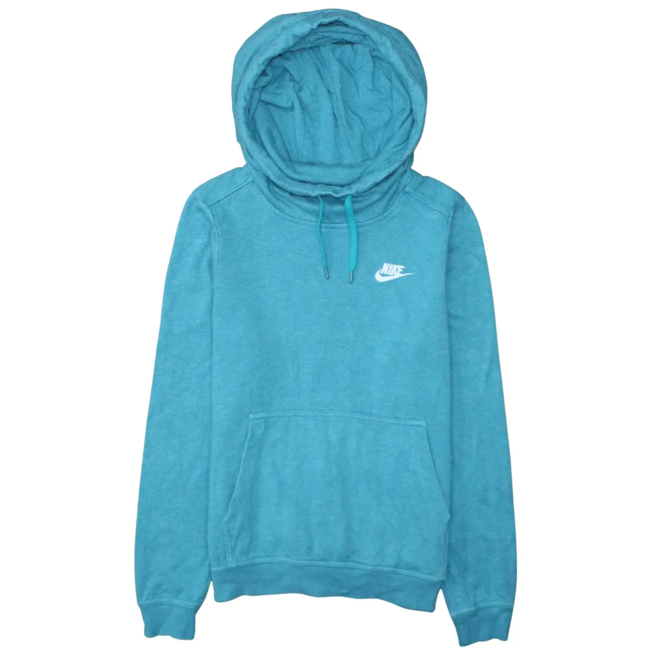 Nike Teal Blue Hoodie Men's XSmall Printed Swoosh Logo Drawstring Pullover Sweatshirt sold by Vintage Club