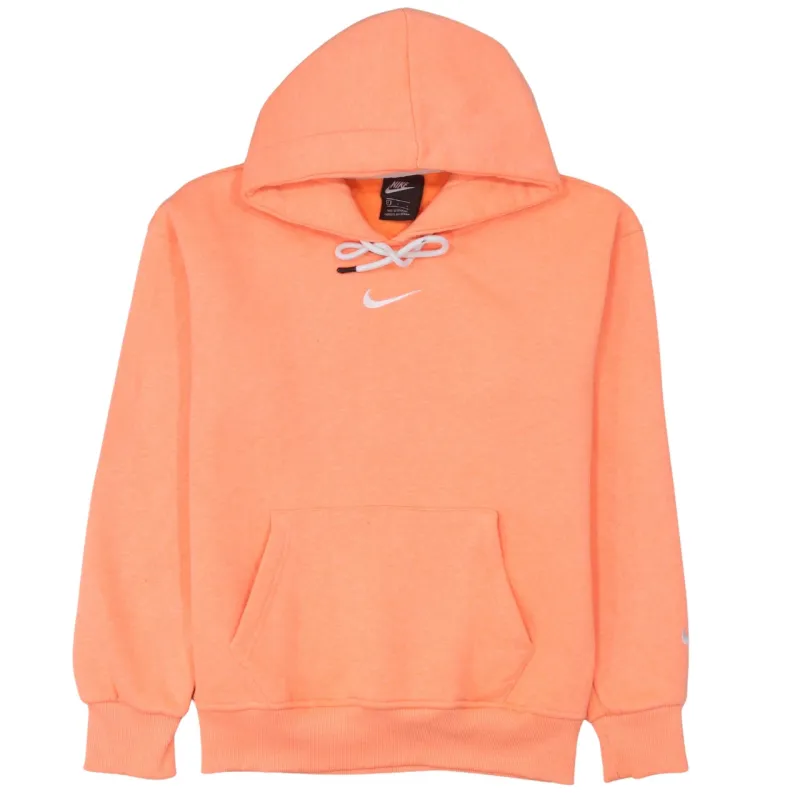 Nike Peach Orange Hoodie Women’s Large Embroidered Swoosh Lace Neck Kangaroo Pocket Sweatshirt made by Nike