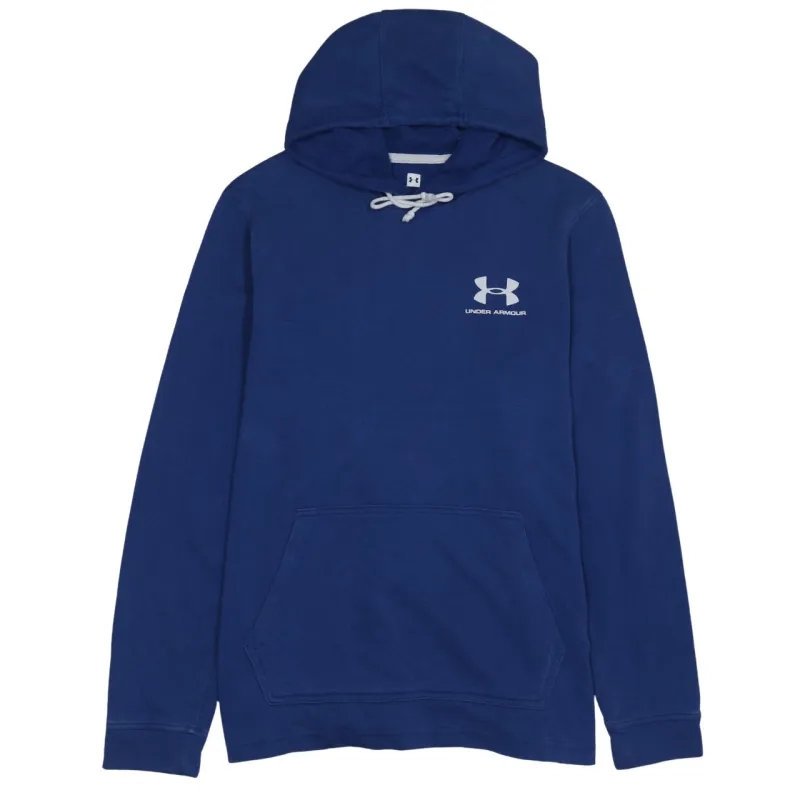 Under Armour Royal Blue Hoodie Women's Large Printed Chest Logo Front Pocket Pullover Sweatshirt made by Under Armour