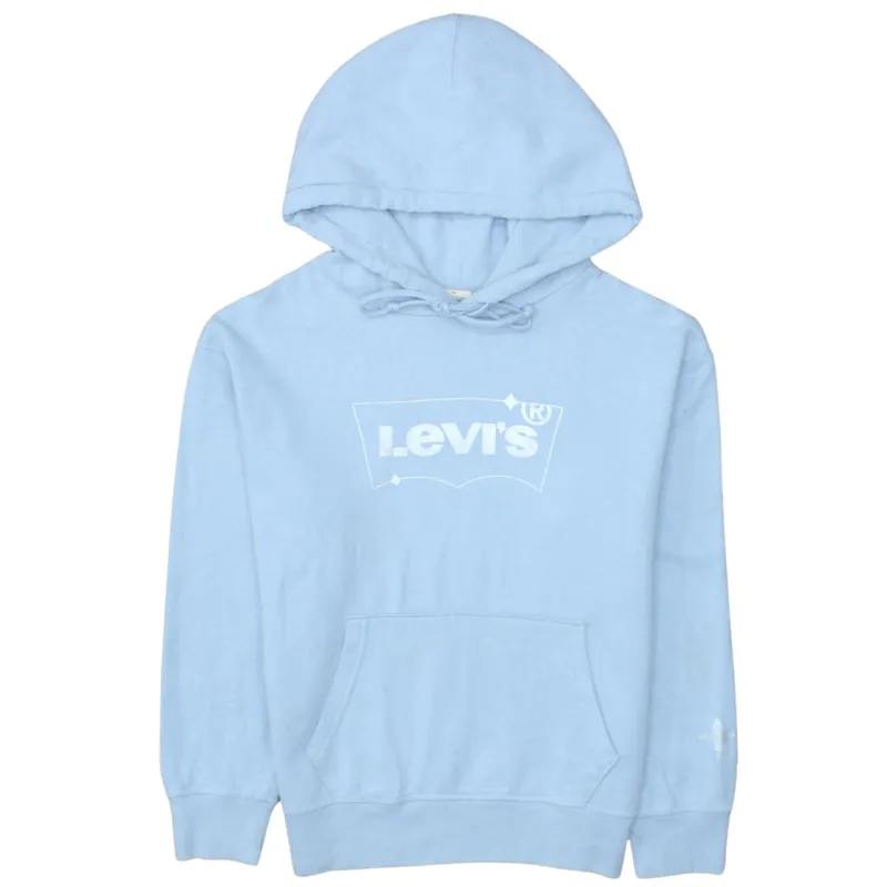 Levi's Light Blue Hoodie Men's XSmall Printed Box Logo Front Pocket Pullover Sweatshirt sold by Vintage Club