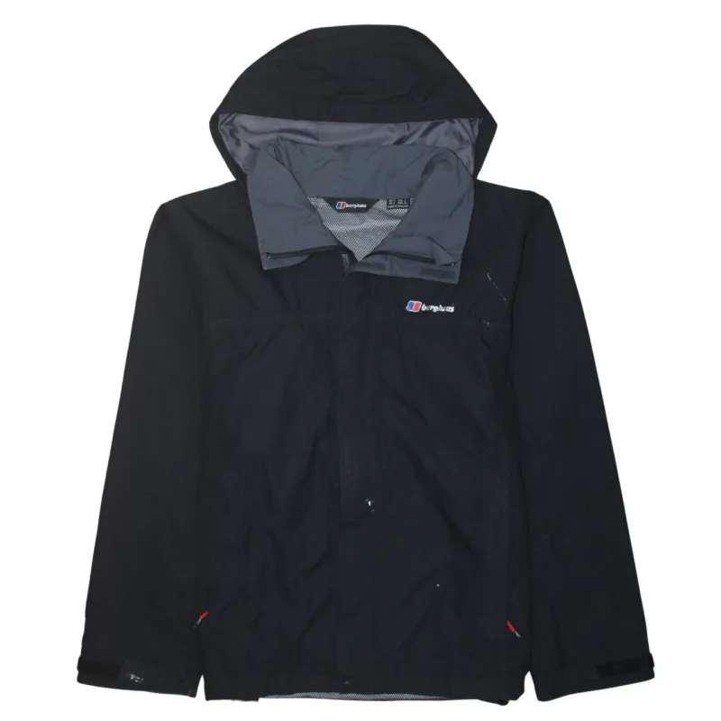 Berghaus Black Hooded Windbreaker Jacket Women’s Large Embroidered Logo Zip Pockets Outdoor Shell sold by Vintage Club
