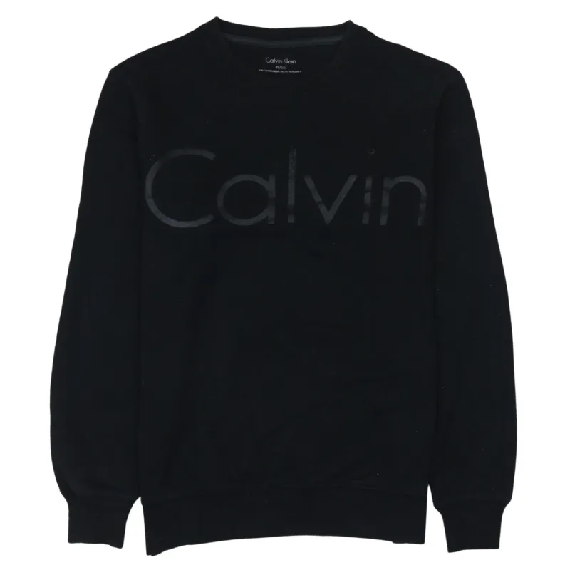 Calvin Klein Black Sweatshirt Men’s XSmall Printed Logo Crewneck Pullover Top sold by Vintage Club