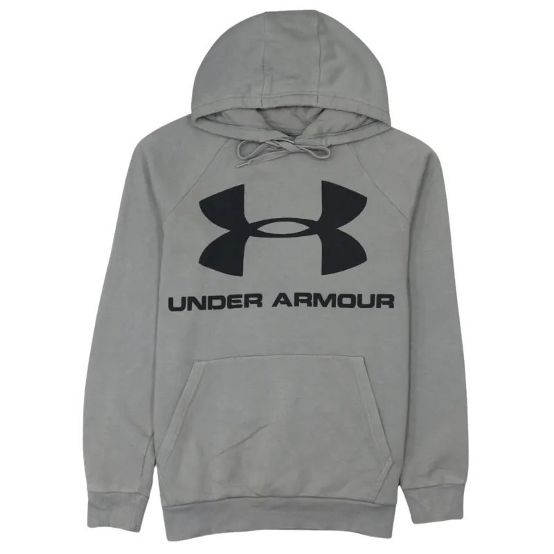 Under Armour Grey Hoodie Men's Small Printed Logo Front Pocket Pullover Sweatshirt sold by Vintage Club