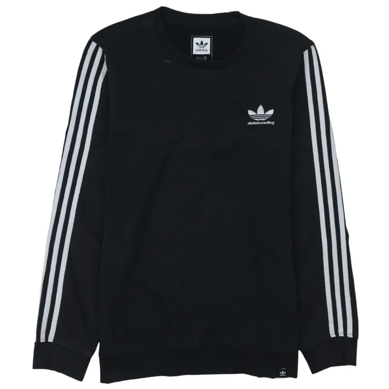 Adidas Black Sweatshirt Women’s Medium Trefoil Skateboarding Logo Three Stripe Sleeves Pullover Top sold by Vintage Club