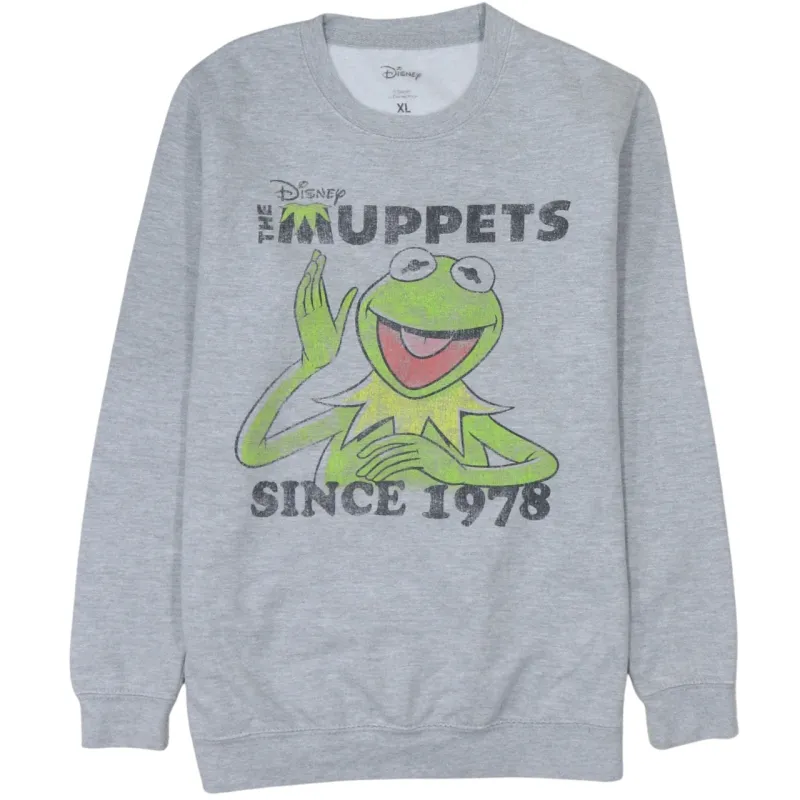 Disney Grey Sweatshirt Men’s XSmall Printed Kermit The Muppets Graphic Crewneck Pullover sold by Vintage Club