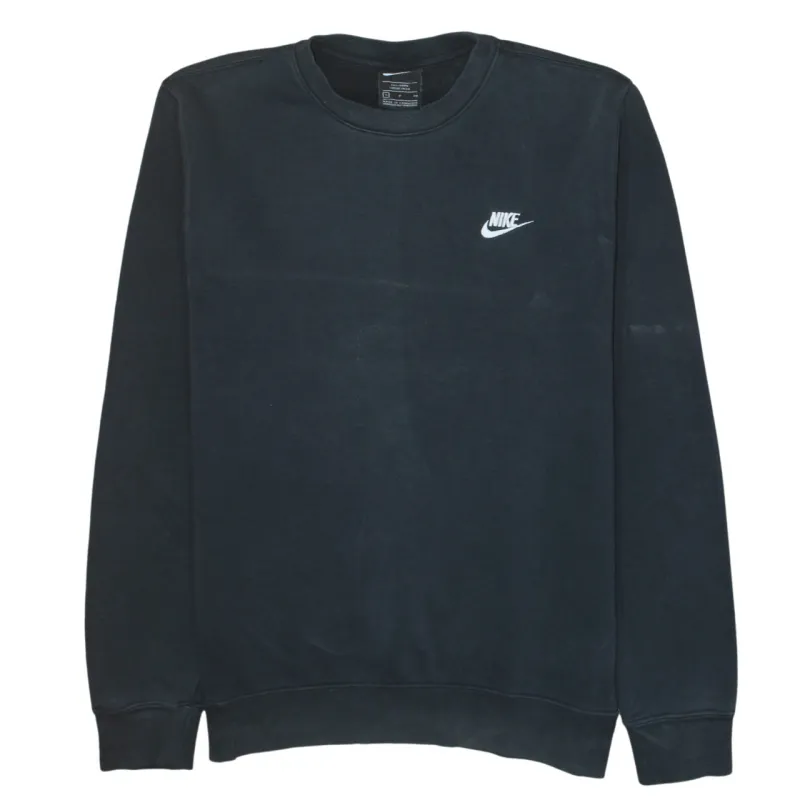 Nike Black Crewneck Sweatshirt Men's Small Embroidered Swoosh Logo Pullover Jumper sold by Vintage Club