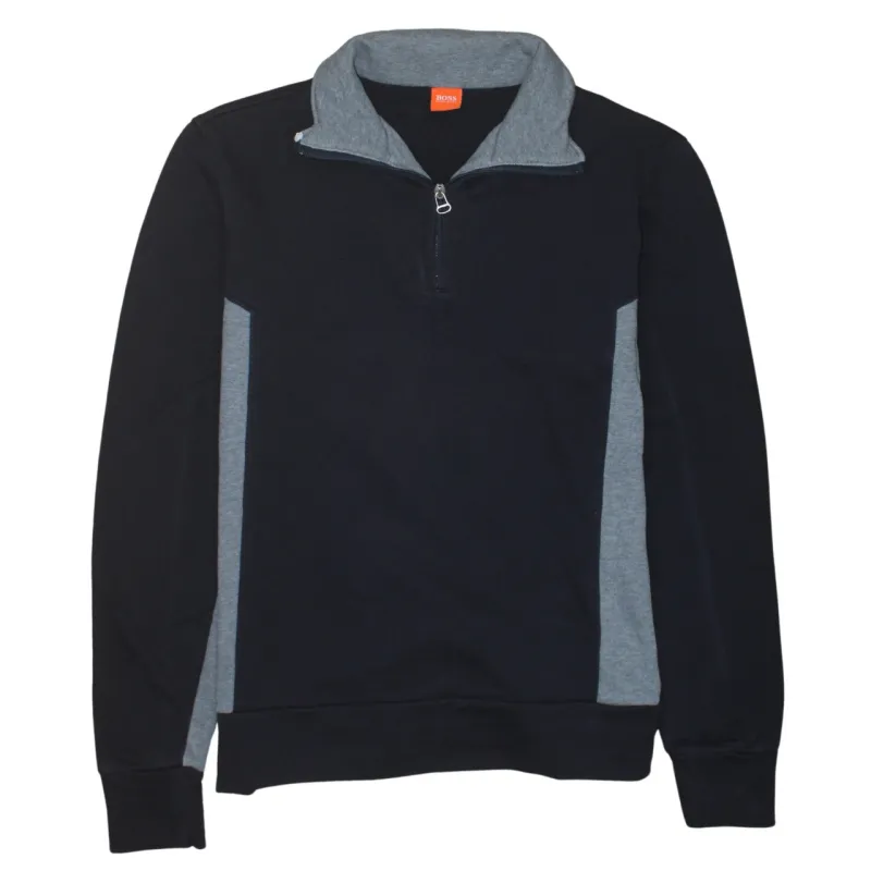 HUGO BOSS Black Grey Sweatshirt Women’s XLarge Quarter Zip Funnel Neck Pullover Top sold by Vintage Club