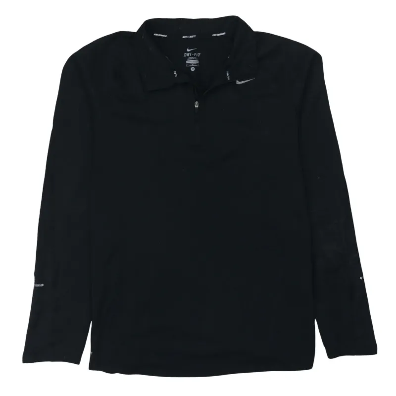Nike Black Quarter Zip Top Women’s Medium Dri Fit Reflective Sleeve Logo Running Shirt sold by Vintage Club
