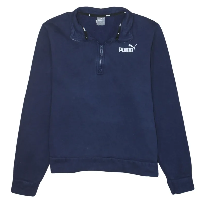 Puma Navy Blue Quarter Zip Sweatshirt Women's Large Embroidered Chest Logo Pullover Top sold by Vintage Club