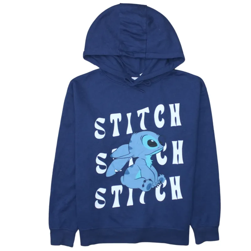 Disney Navy Blue Stitch Hoodie Women’s Medium Printed Graphic Pullover Sweatshirt sold by Vintage Club