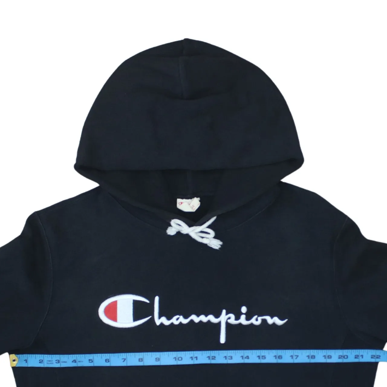 Champion Black Hoodie Women’s Large Embroidered Script Logo Front Pocket Pullover Sweatshirt sold by Vintage Club product image thumbnail 5