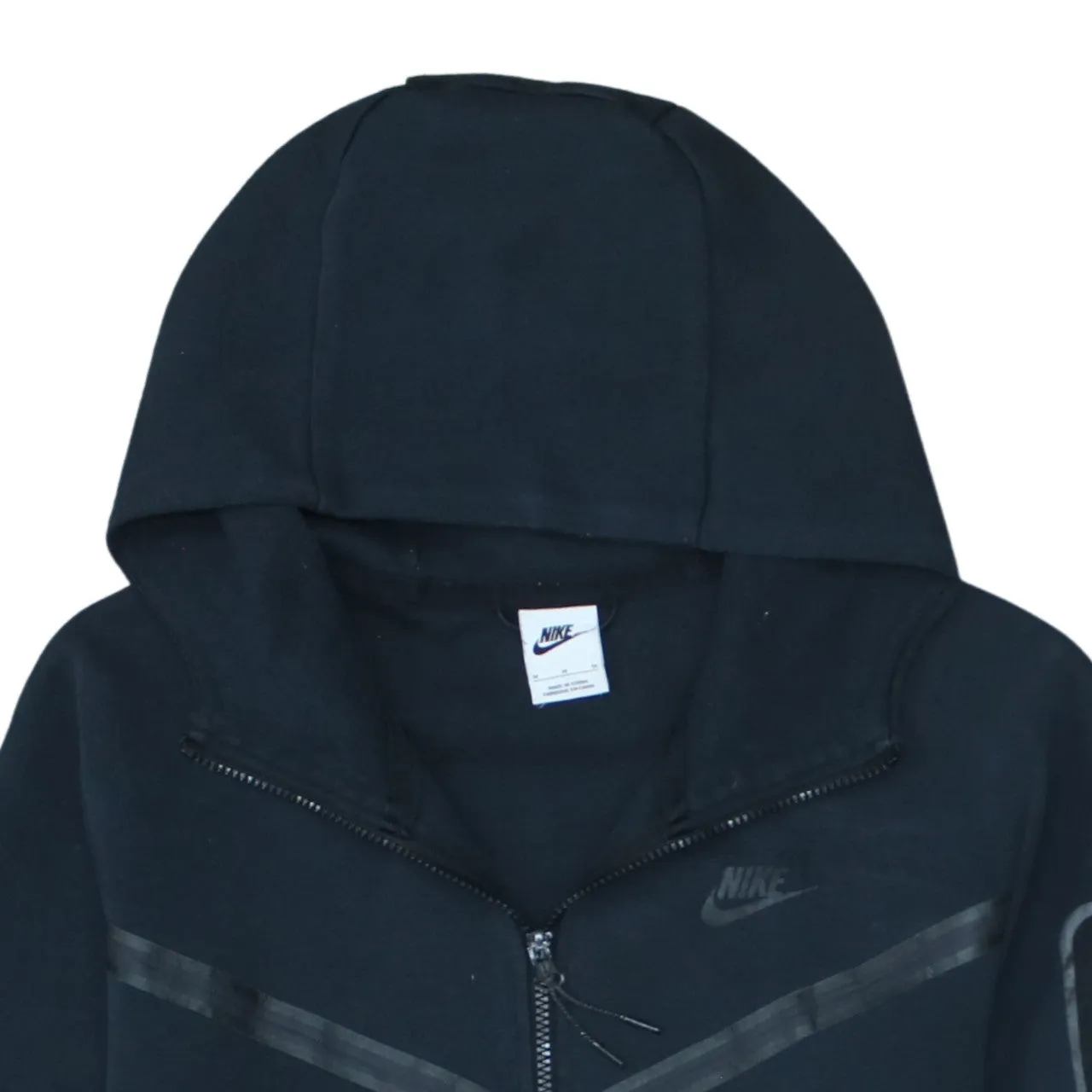Nike Black Full Zip Hoodie Men's Medium Embroidered Logo Arm Zip Pocket Sweatshirt sold by Vintage Club product image thumbnail 3