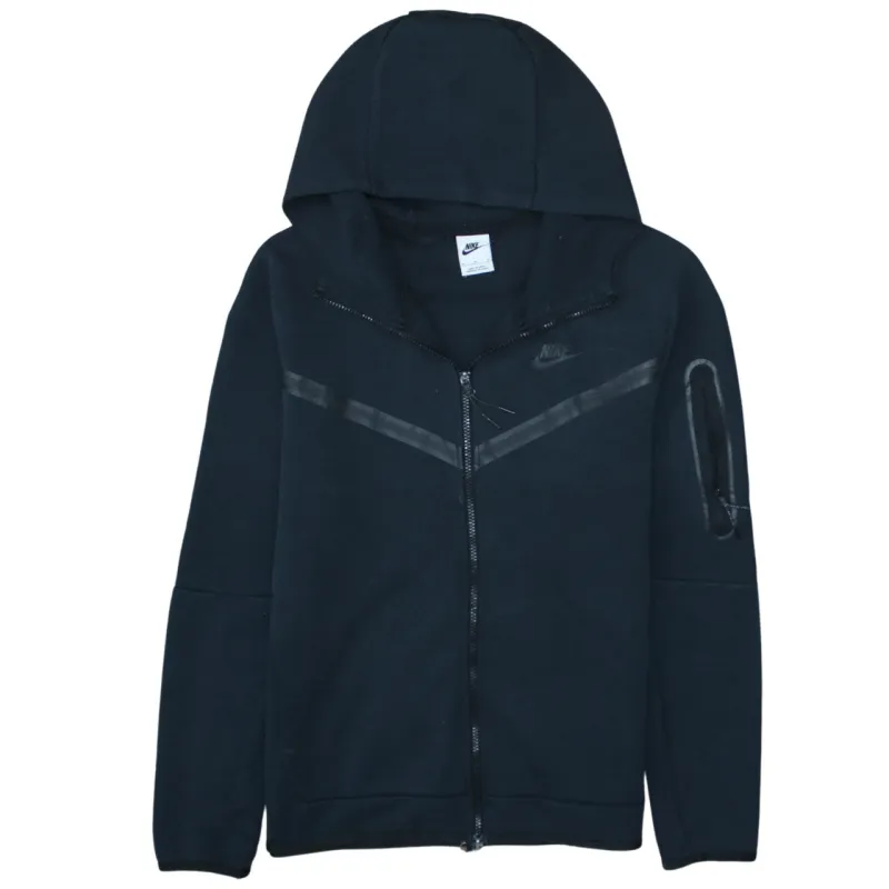 Nike Black Full Zip Hoodie Men's Medium Embroidered Logo Arm Zip Pocket Sweatshirt made by Nike