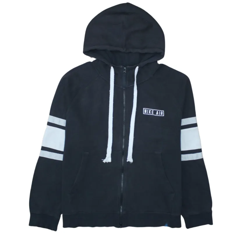 Nike Black Full Zip Hoodie Men's Large Nike Air Chest Logo Stripe Sleeve Sweatshirt made by Nike