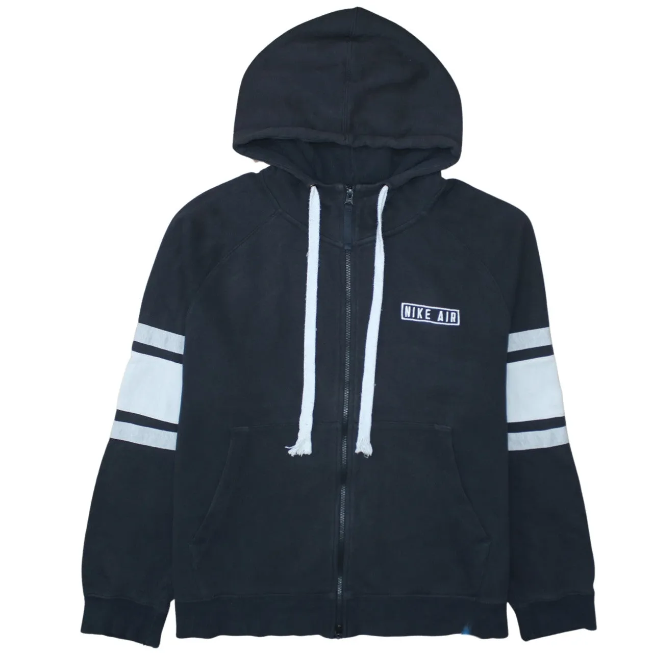 Nike Black Full Zip Hoodie Men's Large Nike Air Chest Logo Stripe Sleeve Sweatshirt sold by Vintage Club