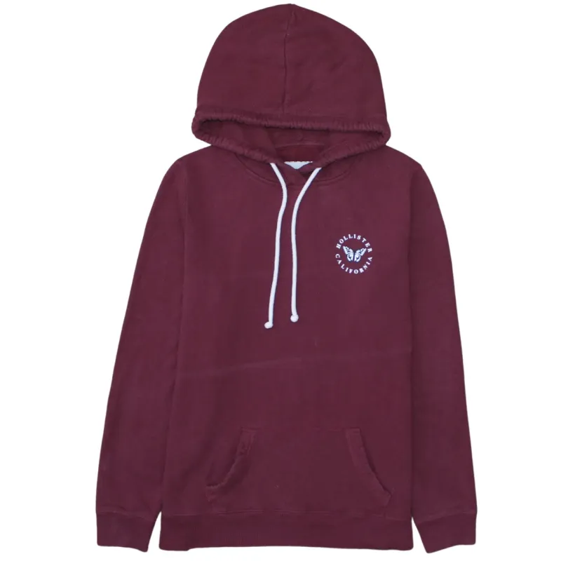Hollister Burgundy Red Hoodie Women’s Large Printed Logo Front Pocket Pullover Sweatshirt sold by Vintage Club