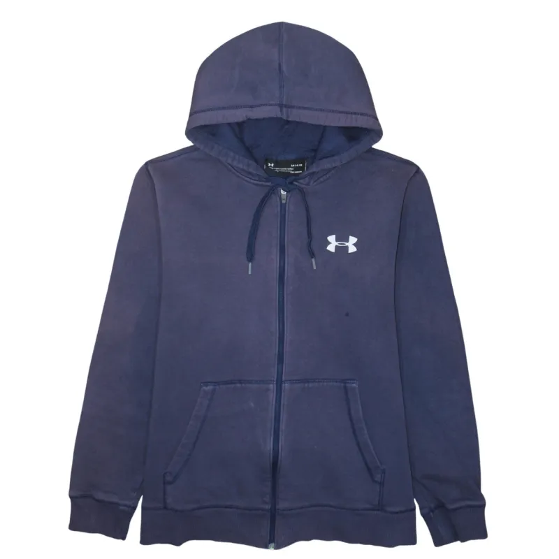 Under Armour Navy Blue Zip Hoodie Women's Large Printed Logo Split Pockets Fleece Sweatshirt sold by Vintage Club
