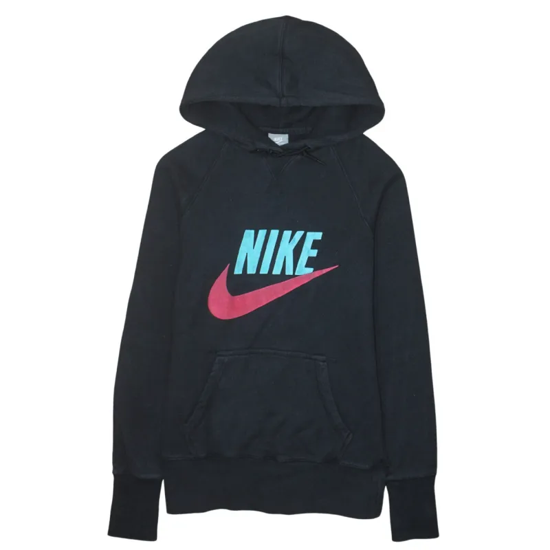 Nike Black Hoodie Women’s Medium Printed Logo Front Pocket Pullover Sweatshirt made by Nike