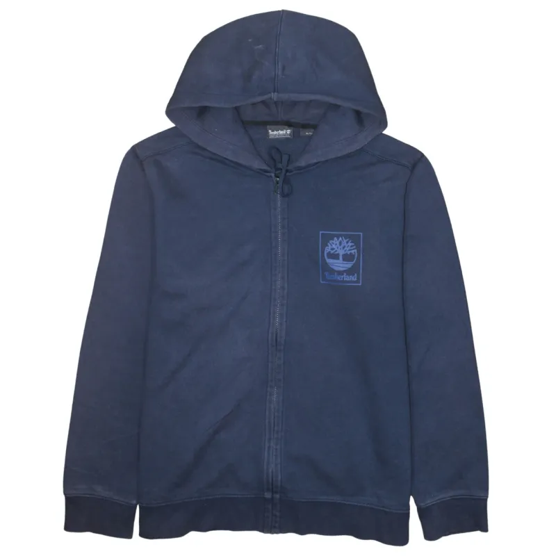 Timberland Navy Blue Full Zip Hoodie Women’s XLarge Printed Tree Logo Casual Sweatshirt sold by Vintage Club