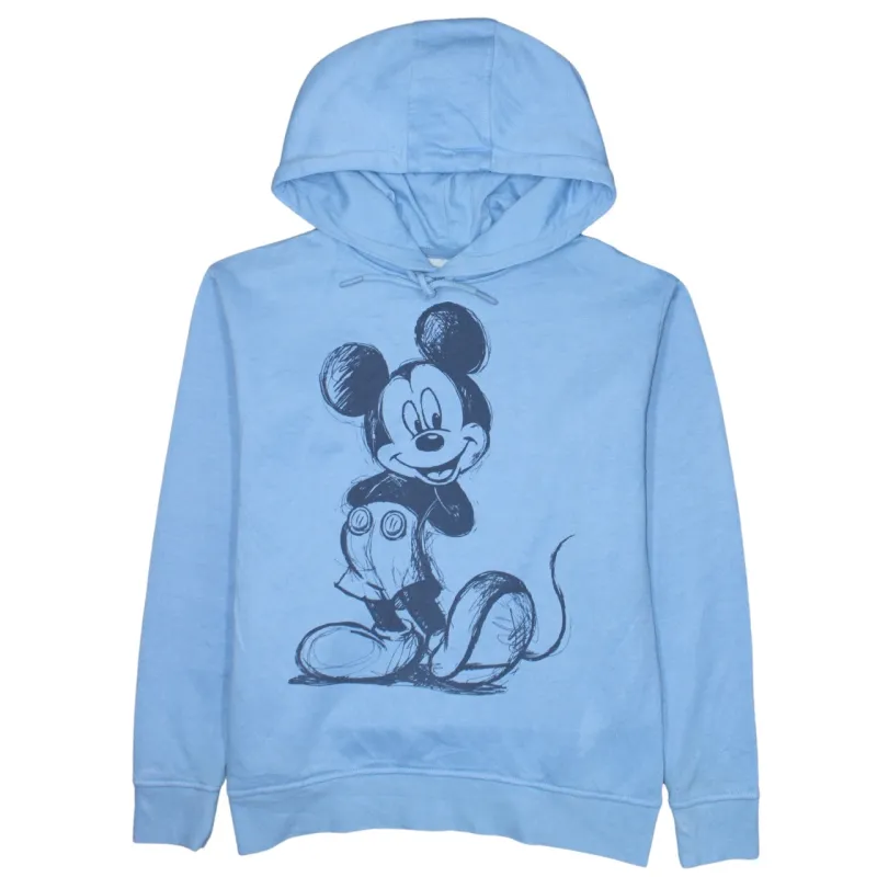 Disney Light Blue Hoodie Women’s XXSmall Printed Mickey Graphic Pullover Fleece Top made by Disney