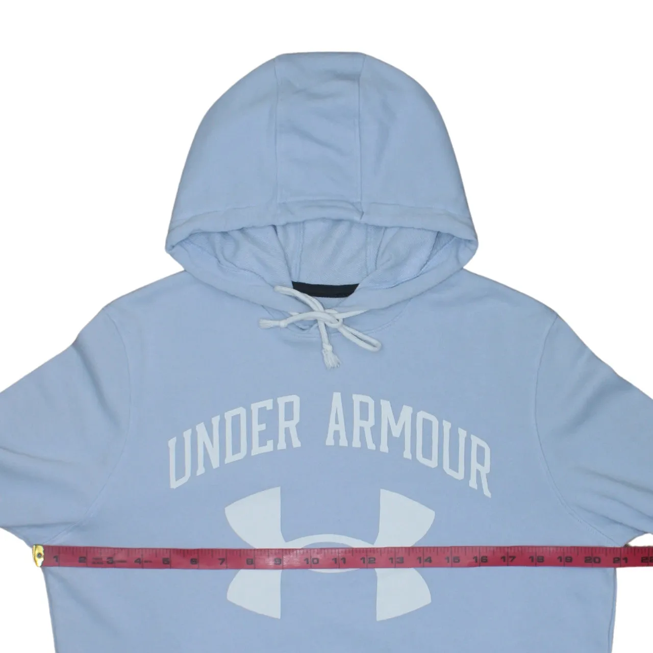 Under Armour Light Blue Hoodie Women’s Medium Printed Logo Front Pouch Pullover Sweatshirt sold by Vintage Club product image thumbnail 5