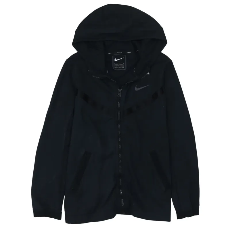 Nike Black Full Zip Hoodie Women’s Large Swoosh Logo Zip Pockets Casual Sweatshirt sold by Vintage Club