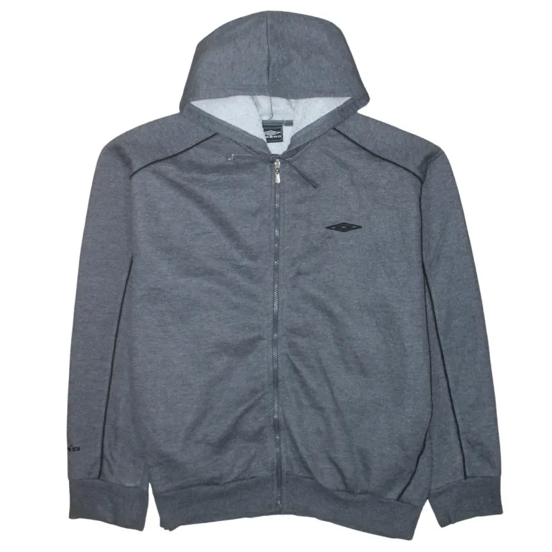 Umbro Dark Grey Zip Hoodie Men's XLarge Embroidered Logo Split Kangaroo Pockets Sweatshirt made by Umbro