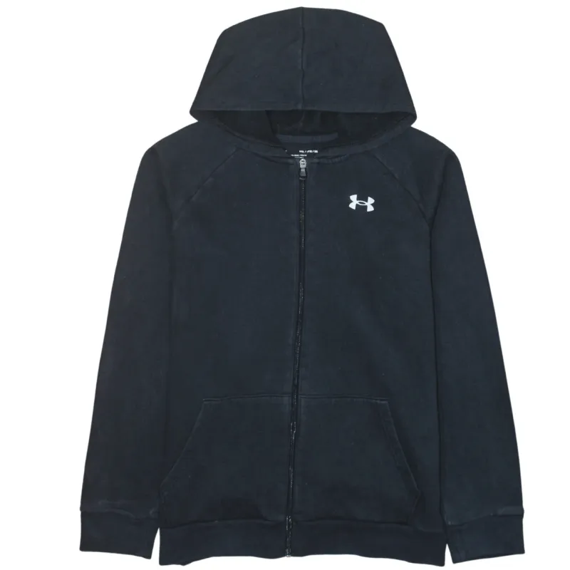 Under Armour Black Zip Hoodie Women’s XLarge Embroidered Chest Logo Split Pocket Fleece Sweatshirt sold by Vintage Club