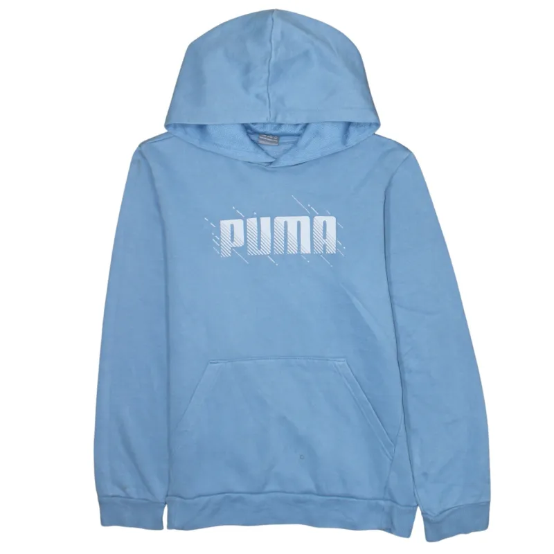 Puma Light Blue Hoodie Women’s Large Printed Logo Front Pocket Pullover Sweatshirt made by Puma