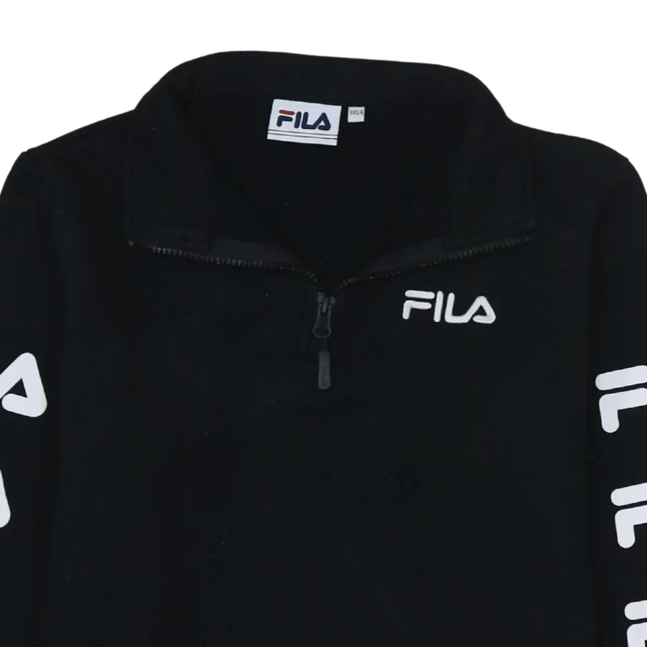 Fila Black Quarter Zip Sweatshirt Women’s XXSmall Printed Logo Sleeve Branding Pullover Top sold by Vintage Club product image thumbnail 3
