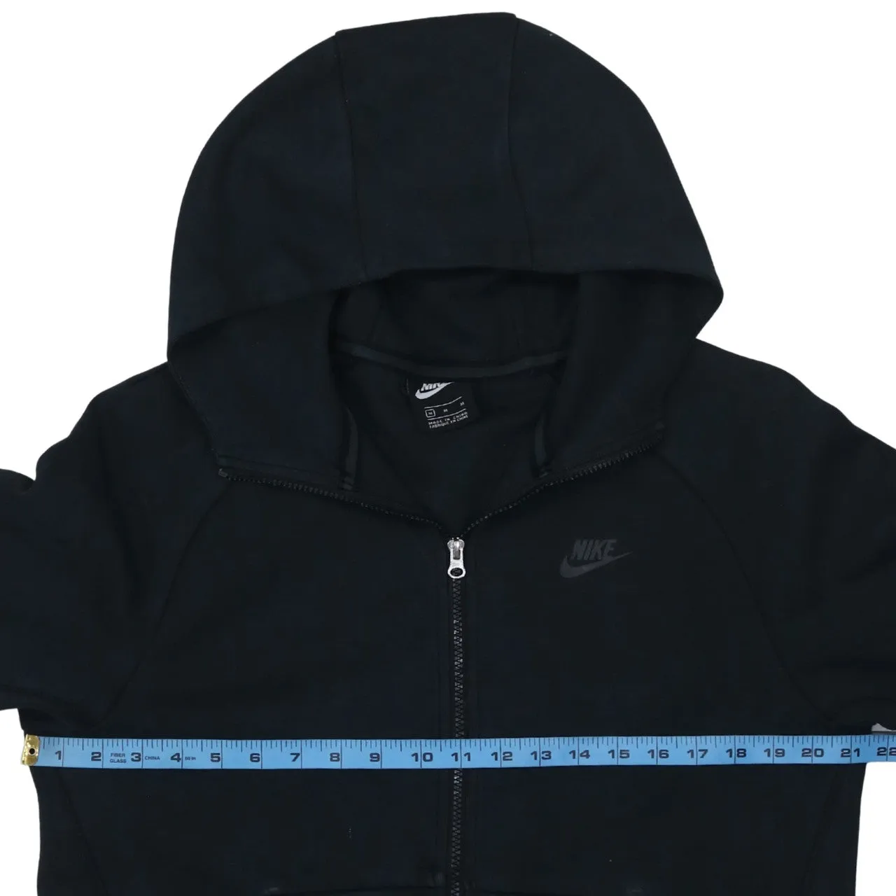 Nike Black Full Zip Hoodie Men's Medium Embroidered Swoosh Split Pockets Casual Sweatshirt sold by Vintage Club product image thumbnail 5