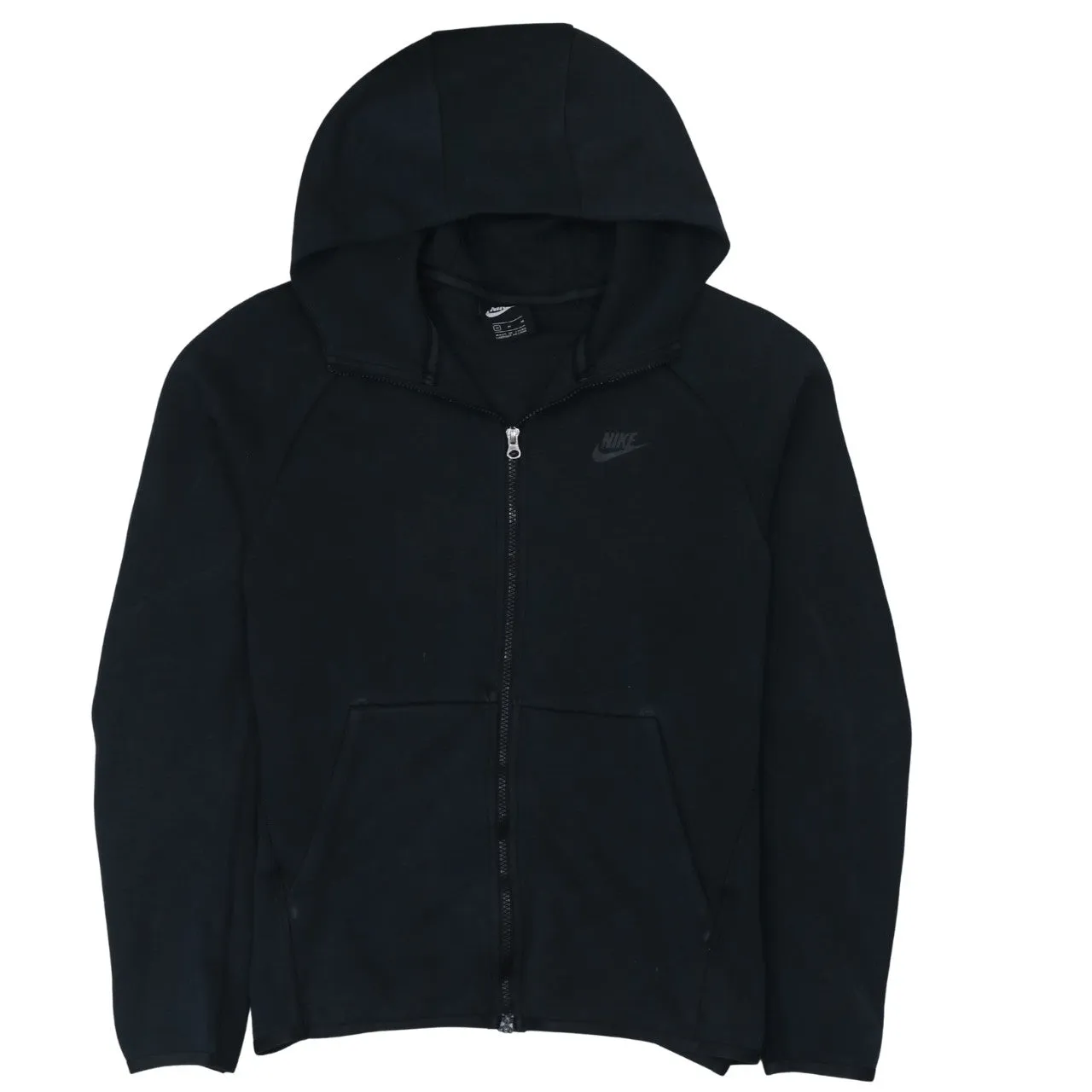 Nike Black Full Zip Hoodie Men's Medium Embroidered Swoosh Split Pockets Casual Sweatshirt sold by Vintage Club
