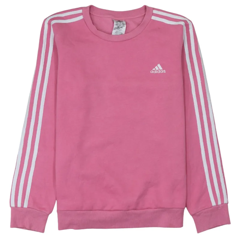 Adidas Pink Sweatshirt Women’s Medium Three Stripe Sleeves Printed Logo Pullover Top sold by Vintage Club