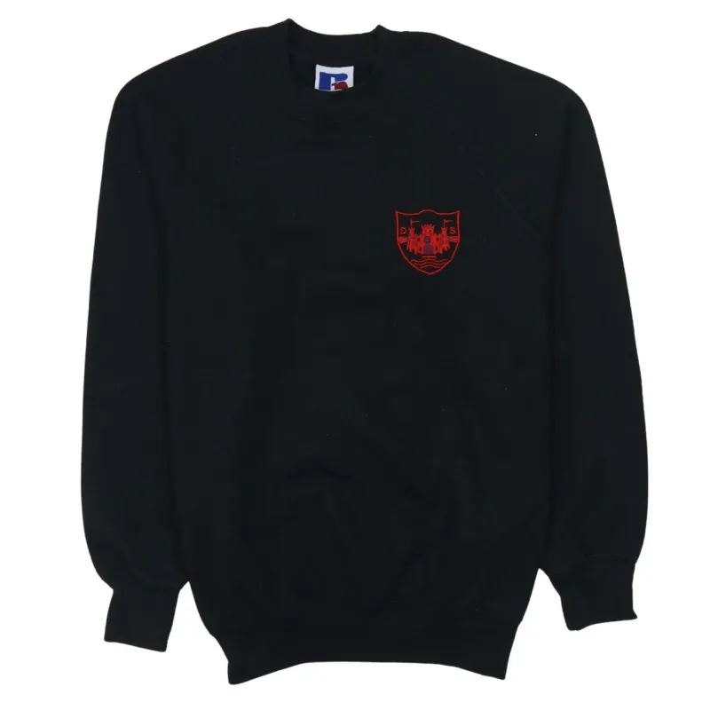 Russell Athletic Black Sweatshirt Men's Small Red Crest Printed Logo Crewneck Pullover sold by Vintage Club