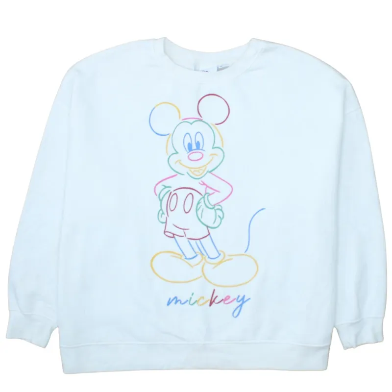 Disney White Sweatshirt Women’s XXLarge Printed Mickey Mouse Graphic Crewneck Pullover Top sold by Vintage Club