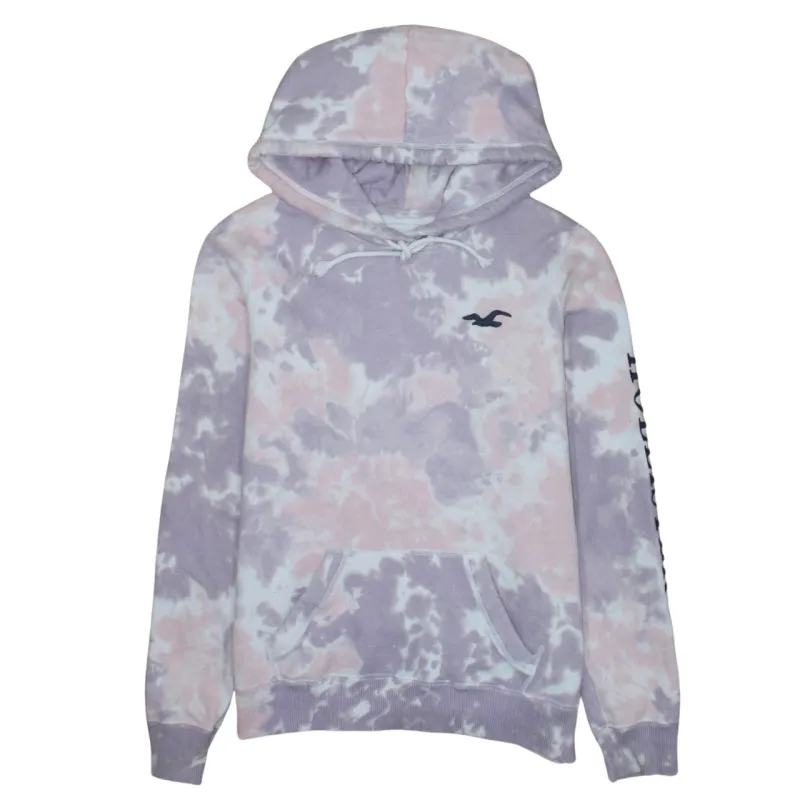 Hollister Pastel Tie Dye Hoodie Women’s Medium Embroidered Logo Sleeve Print Pullover Sweatshirt sold by Vintage Club