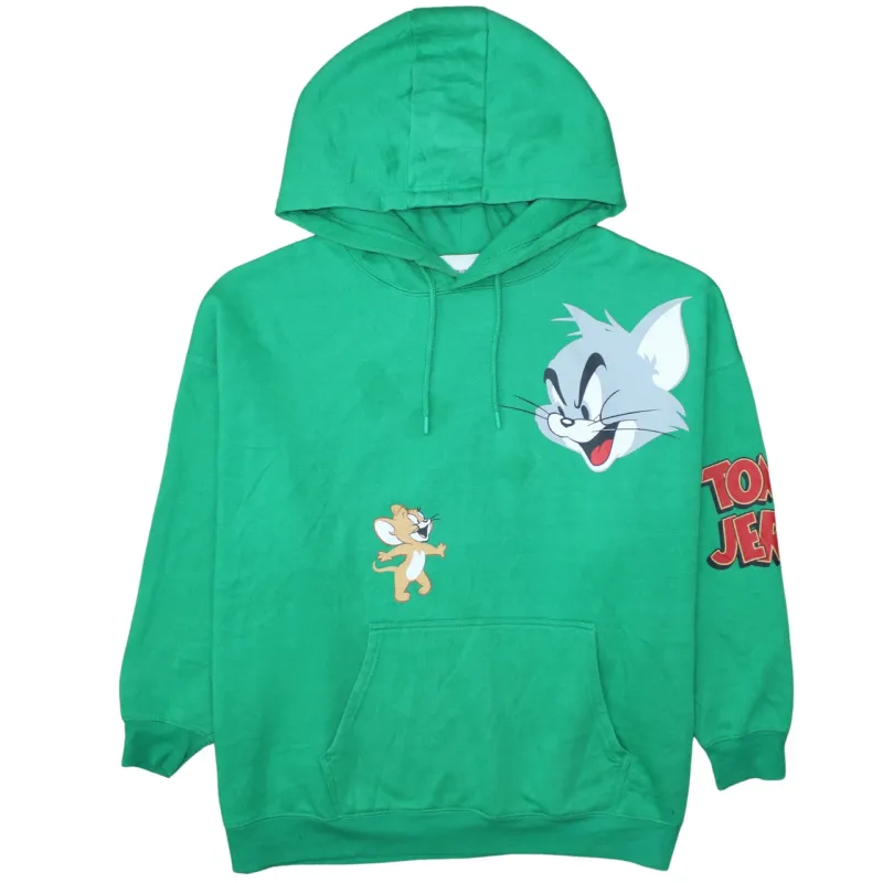 Primark Green Tom And Jerry Hoodie Women’s XLarge Printed Graphic Sleeve Logo Pullover Sweatshirt sold by Vintage Club
