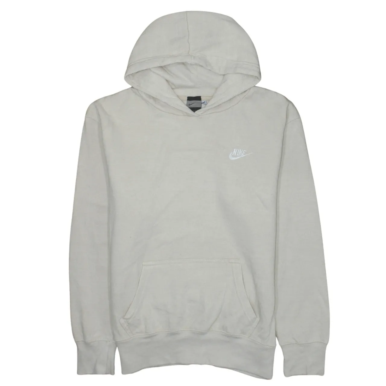 Nike Beige Cream Hoodie Women's XLarge Embroidered Swoosh Logo Front Pocket Pullover Sweatshirt sold by Vintage Club
