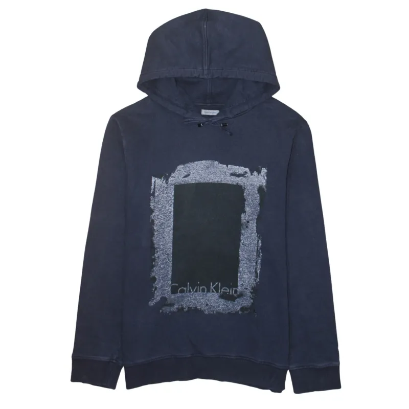 Calvin Klein Navy Blue Hoodie Women’s XLarge Printed Front Logo Pullover Sweatshirt made by Calvin Klein