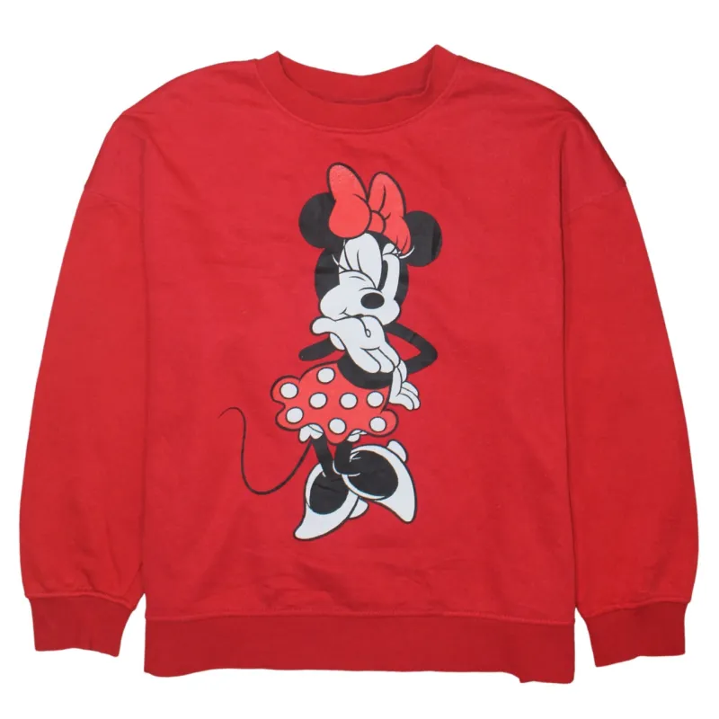 Disney Red Minnie Mouse Sweatshirt Women's Large Printed Graphic Crewneck Pullover Top sold by Vintage Club