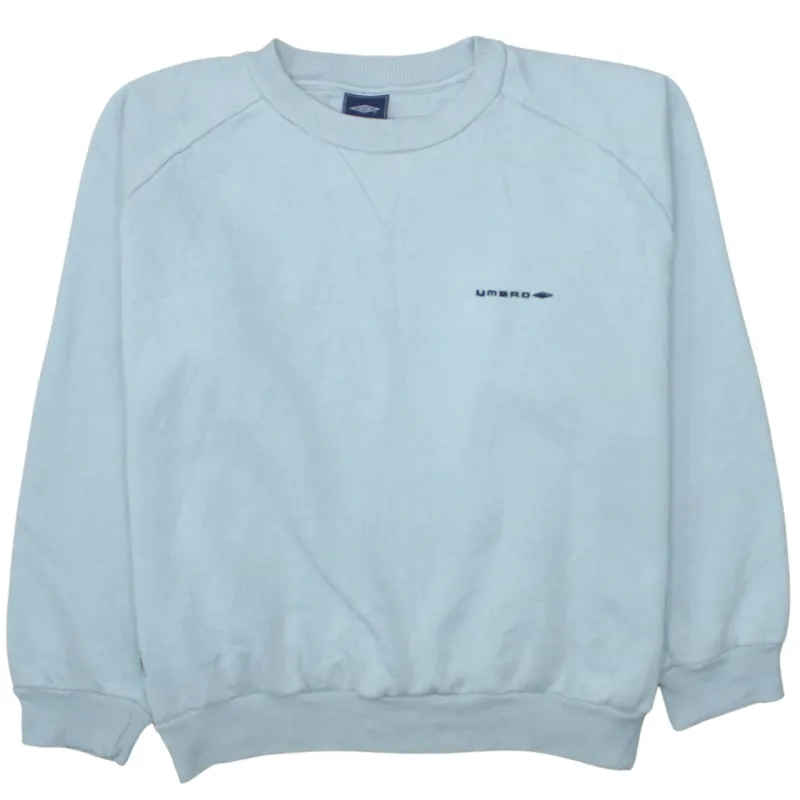 Umbro Light Blue Sweatshirt Men's XLarge Embroidered Chest Logo Ribbed Crewneck Pullover made by Umbro