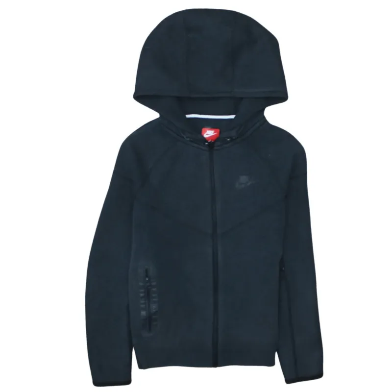 Nike Black Full Zip Hoodie Women’s Medium Embroidered Swoosh Zip Pockets Fleece Jacket sold by Vintage Club