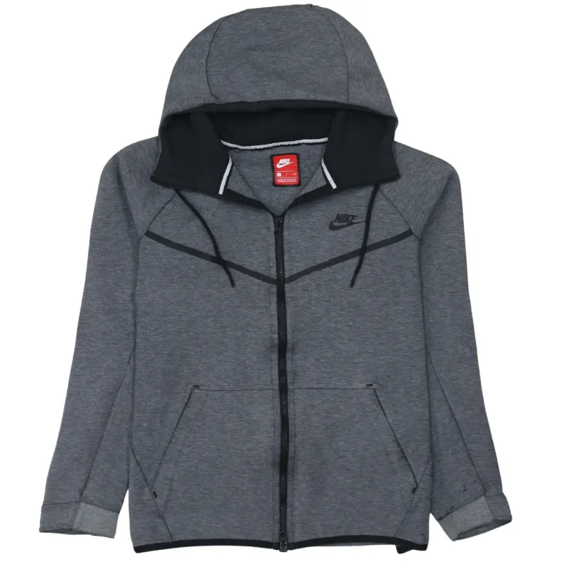 Nike Dark Grey Hoodie Men's Small Full Zip Embroidered Swoosh Split Pockets Sweatshirt sold by Vintage Club