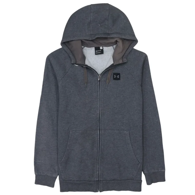 Under Armour Dark Grey Hoodie Men's Small Full Zip Embroidered Chest Logo Fleece Top Sweatshirt sold by Vintage Club