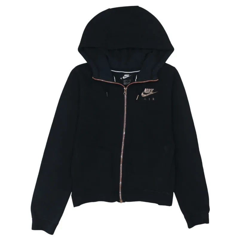 Nike Black Full Zip Hoodie Men’s Small Embroidered Nike Air Logo Fleece Sweatshirt sold by Vintage Club