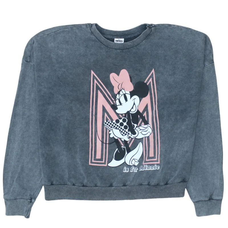 Disney Charcoal Grey Sweatshirt Men's Large Minnie Mouse Printed Graphic Crewneck Pullover sold by Vintage Club