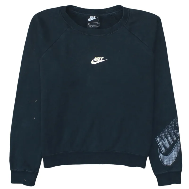 Nike Black Sweatshirt Men's Small Embroidered Chest Logo Graphic Sleeve Pullover Jumper sold by Vintage Club