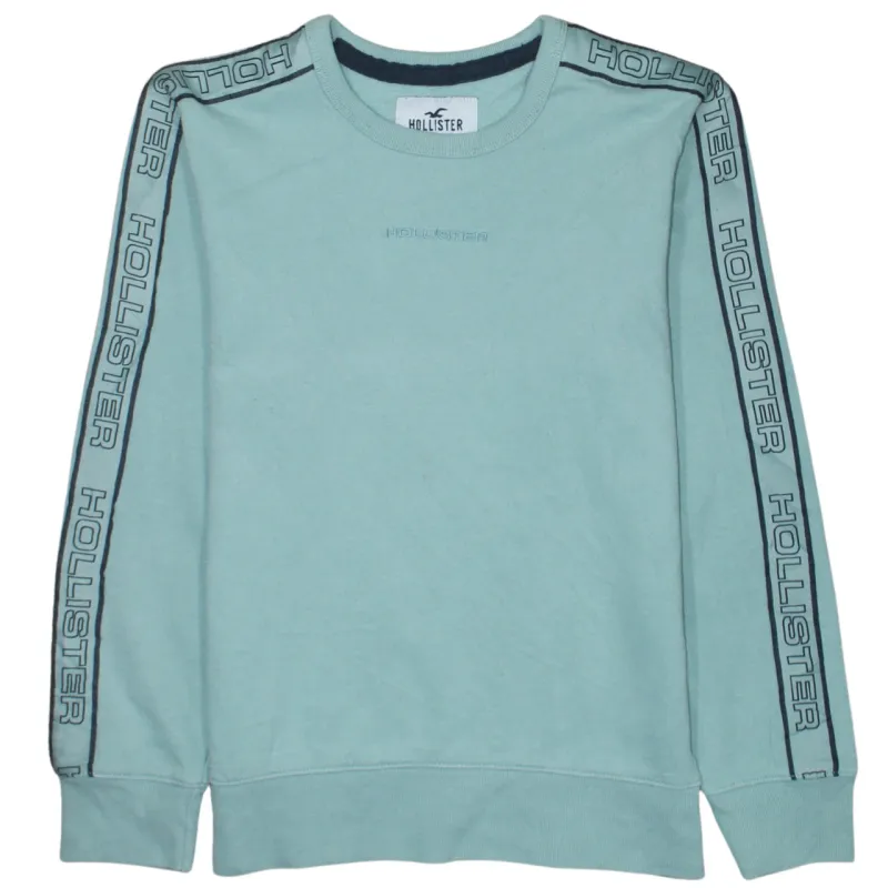 Hollister Mint Green Sweatshirt Men's XSmall Branded Sleeve Tape Embroidered Logo Pullover sold by Vintage Club