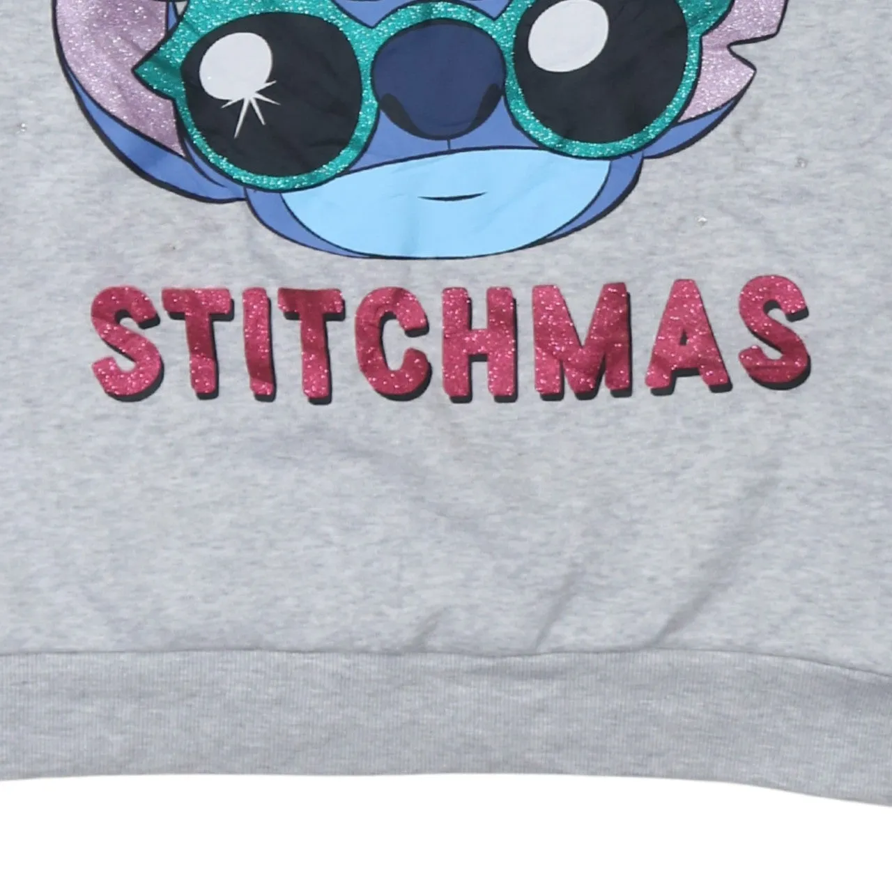 Disney Grey Sweatshirt Women's Large Merry Stitchmas Printed Graphic Fleece Pullover Top sold by Vintage Club product image thumbnail 4